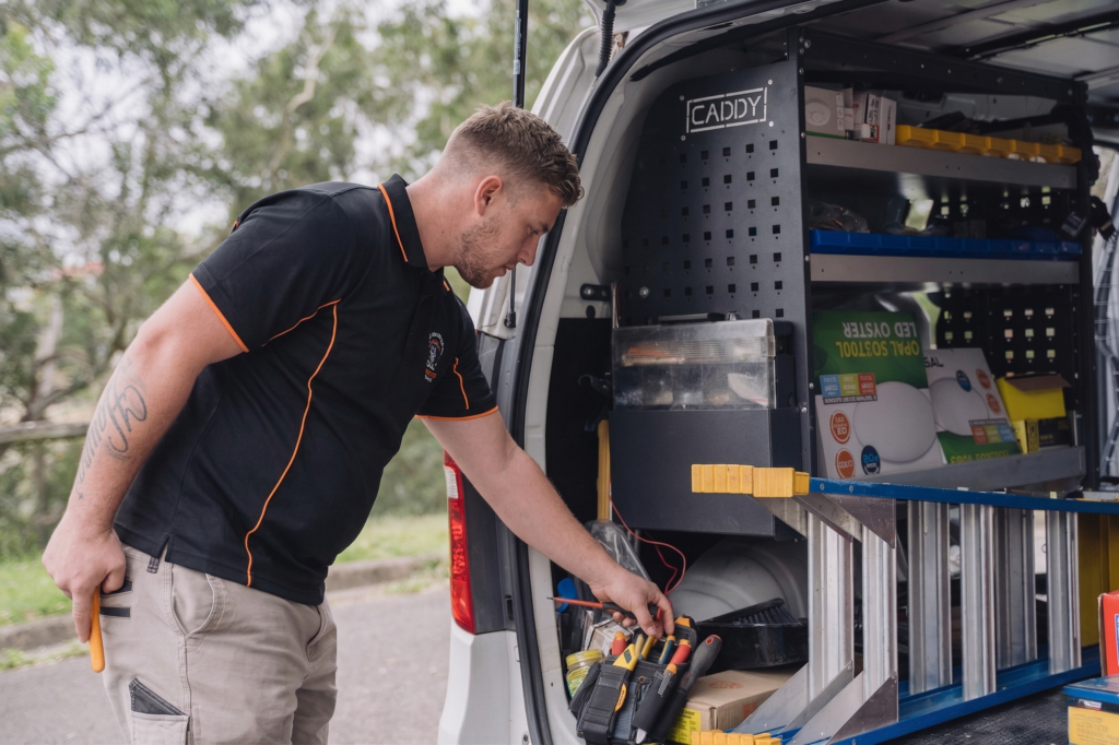 Licensed Rockdale electrician working on a residential job